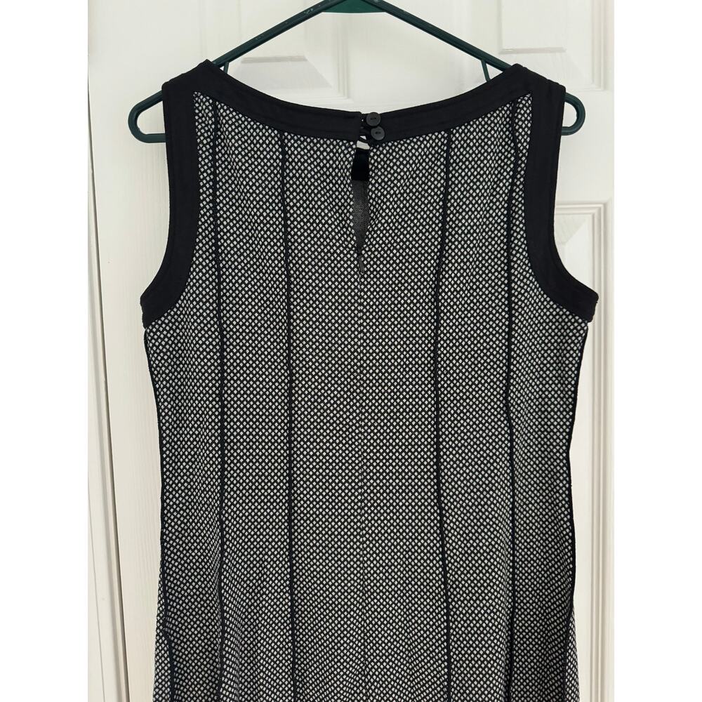 Vintage 90's Sandra Darren Black White Knit Fit & Flare Sleeveless Midi Dress 10 - Picture 10 of 12